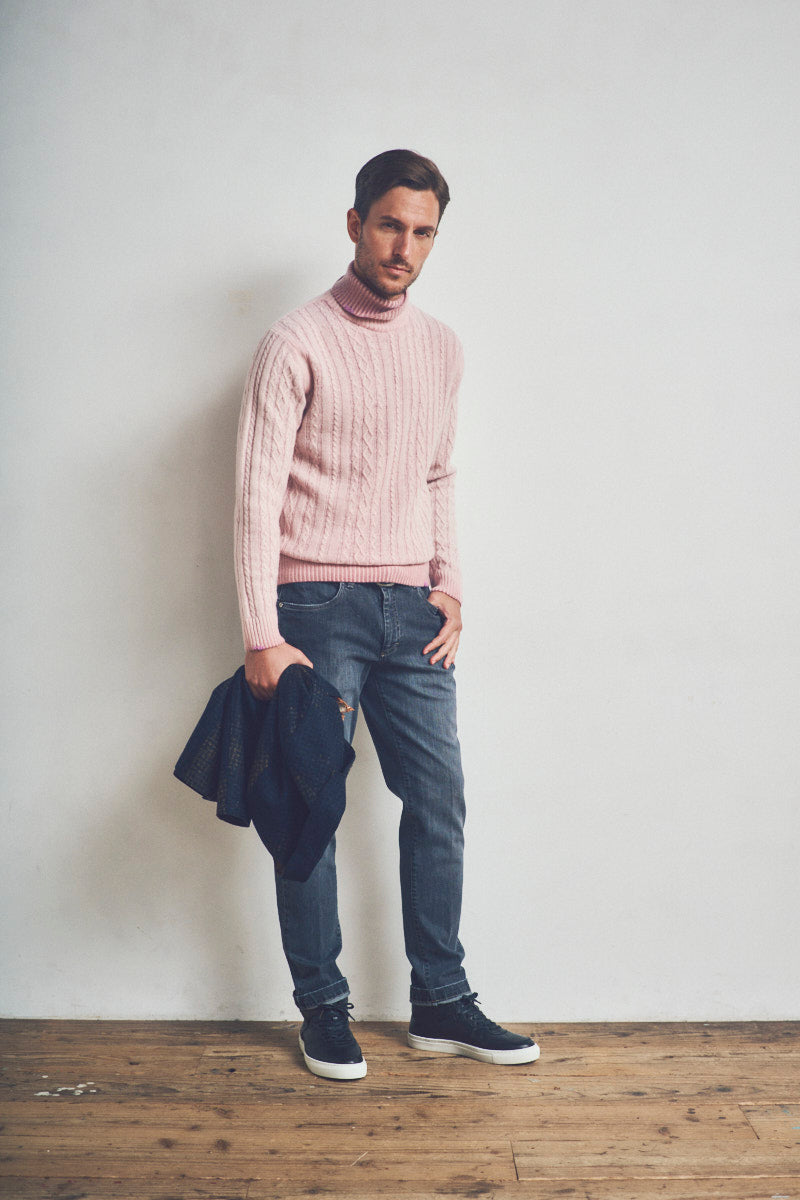 FORT フェードケーブルタートルネックニット / COL:ROSA ピンク