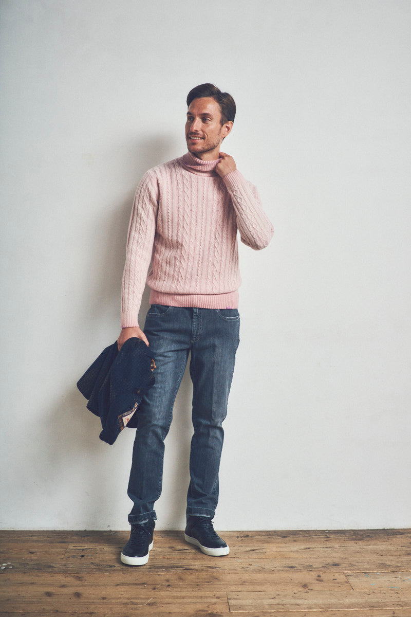 FORT フェードケーブルタートルネックニット / COL:ROSA ピンク