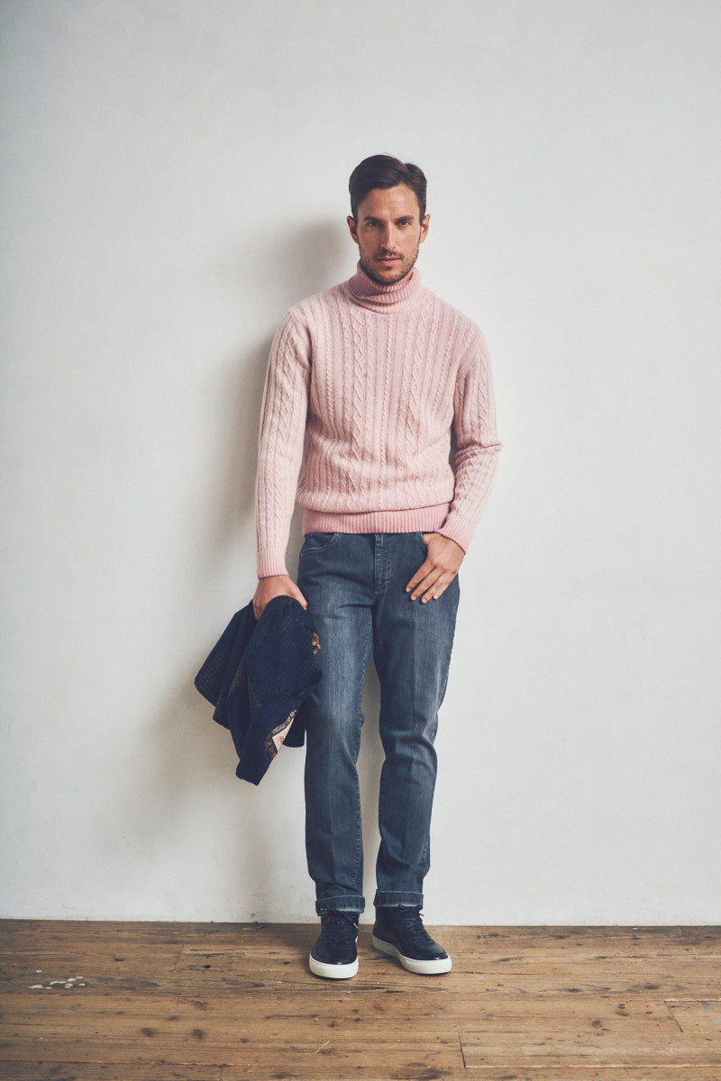 FORT フェードケーブルタートルネックニット / COL:ROSA ピンク