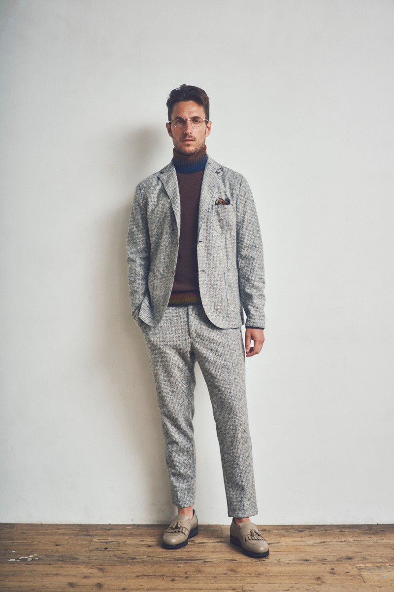 HARLOW203 シャドーストライプライトウールジャケット / Col:VAR1 グレー系