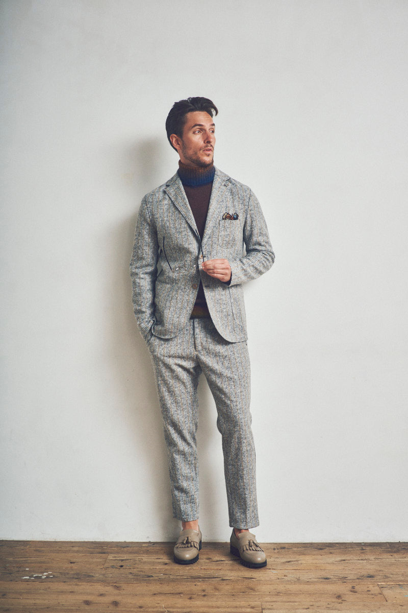 HARLOW203 シャドーストライプライトウールジャケット / Col:VAR1 グレー系