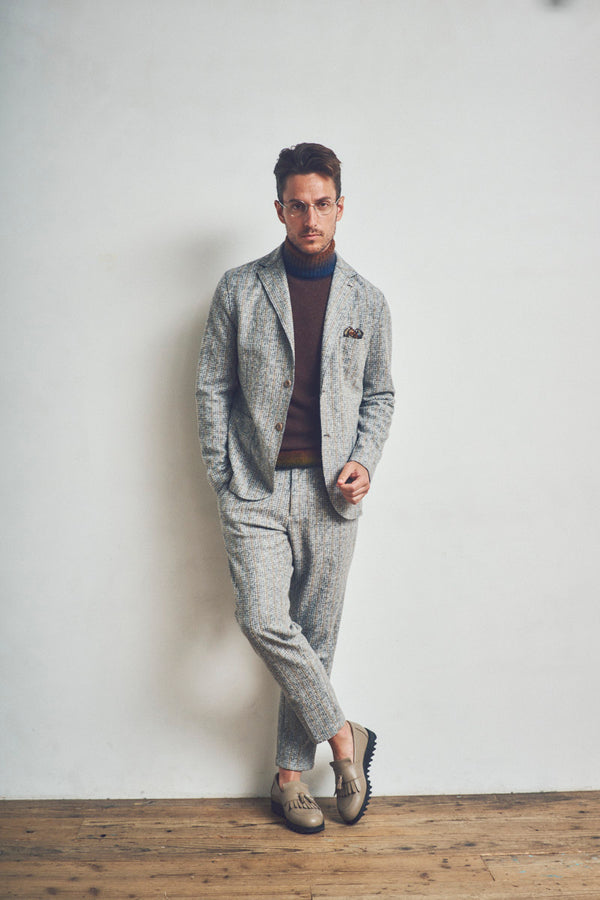 RUN203シャドーストライプウールパンツ / COL:VAR1 グレー系