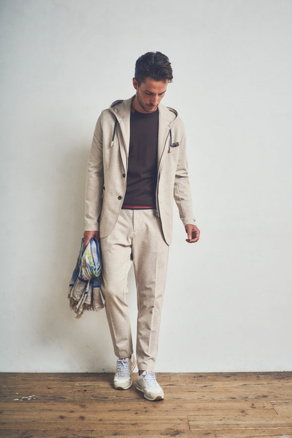 GOOVI114 ドローストリングストレッチイージーパンツ / COL:ECRU ライトベージュ系