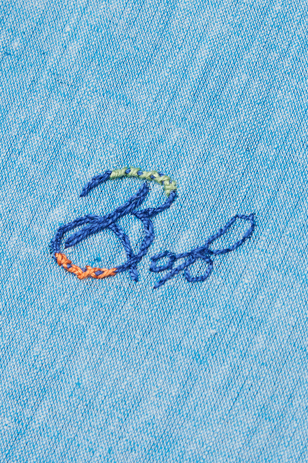 ワンポイントロゴハンドステッチシャツ / Col:AZZURO