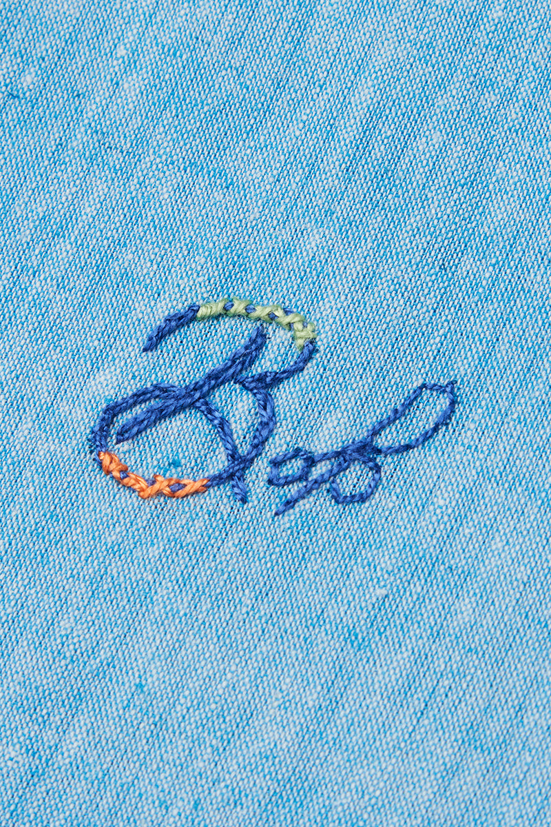 ワンポイントロゴハンドステッチシャツ / Col:AZZURO