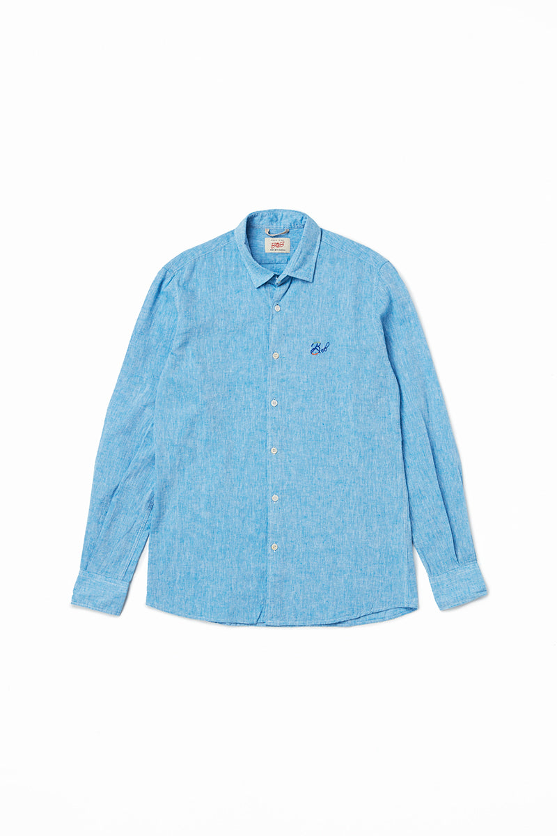 ワンポイントロゴハンドステッチシャツ / Col:AZZURO
