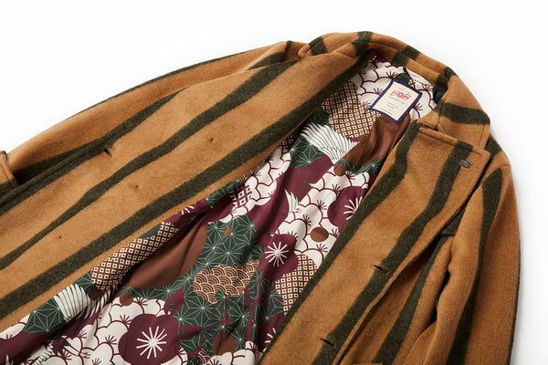 ストライプベルテッドコート / Col:VAR1 キャメル系