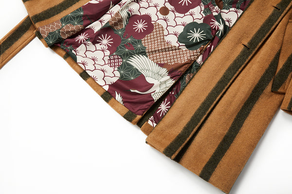 ストライプベルテッドコート / Col:VAR1 キャメル系