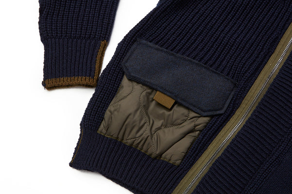 ミリタリーニットカーディガン / Col:BLU ネイビー系