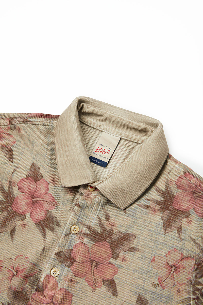 【25SS新作】Cold Dye Over Print Polo Shirt / Col:YUTA フラワー