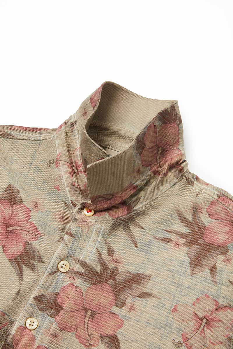 【25SS新作】Cold Dye Over Print Polo Shirt / Col:YUTA フラワー