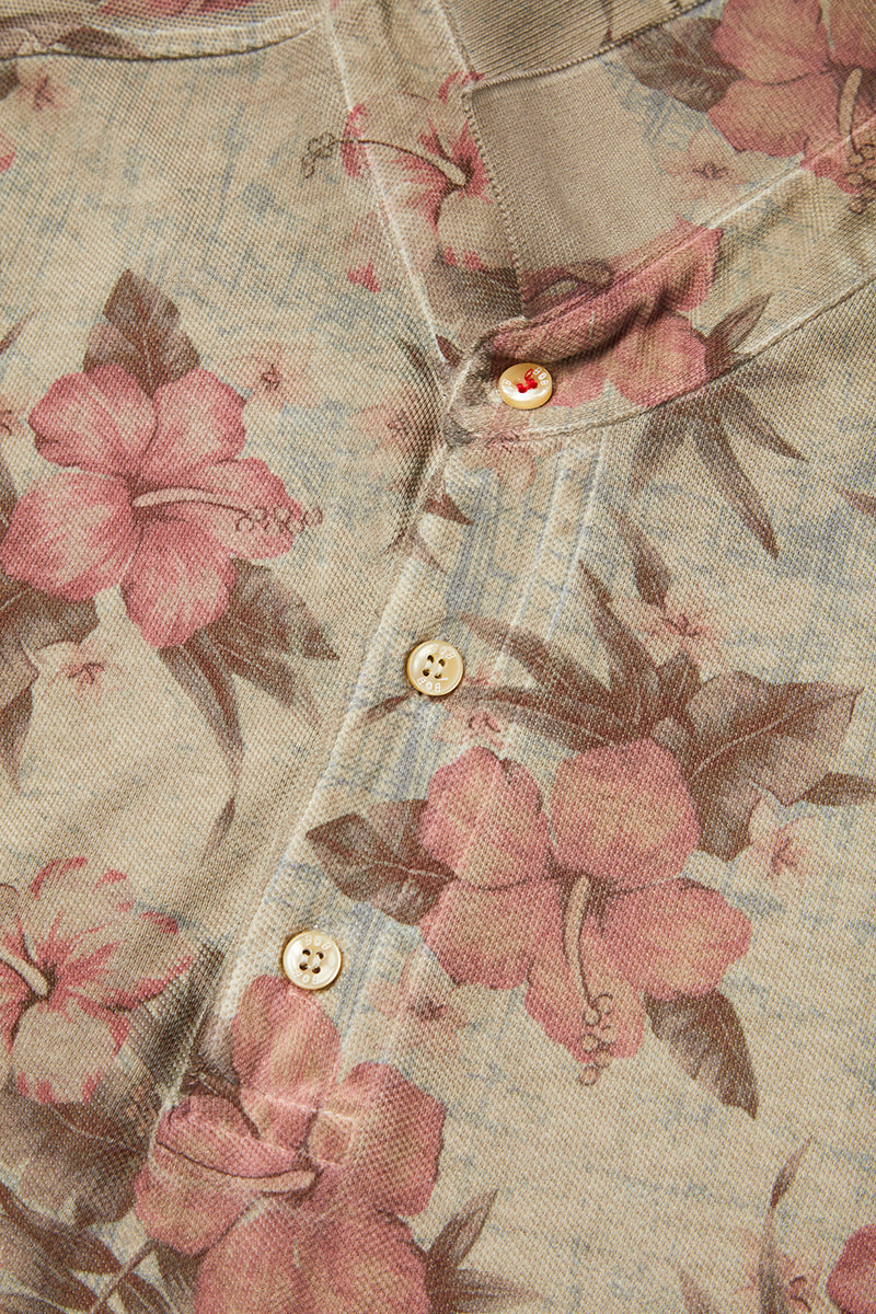 【25SS新作】Cold Dye Over Print Polo Shirt / Col:YUTA フラワー