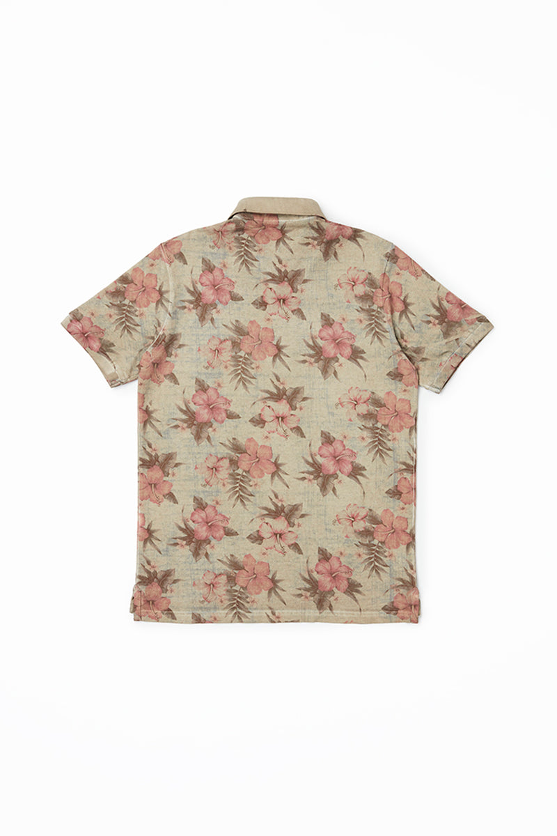 【25SS新作】Cold Dye Over Print Polo Shirt / Col:YUTA フラワー