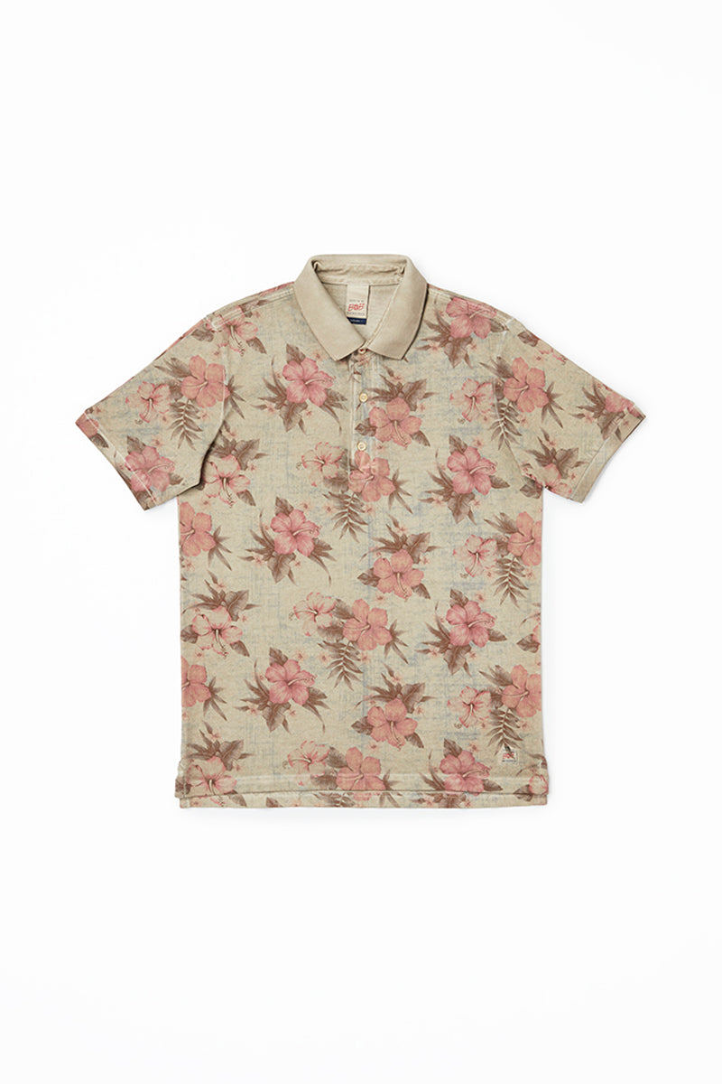 【25SS新作】Cold Dye Over Print Polo Shirt / Col:YUTA フラワー