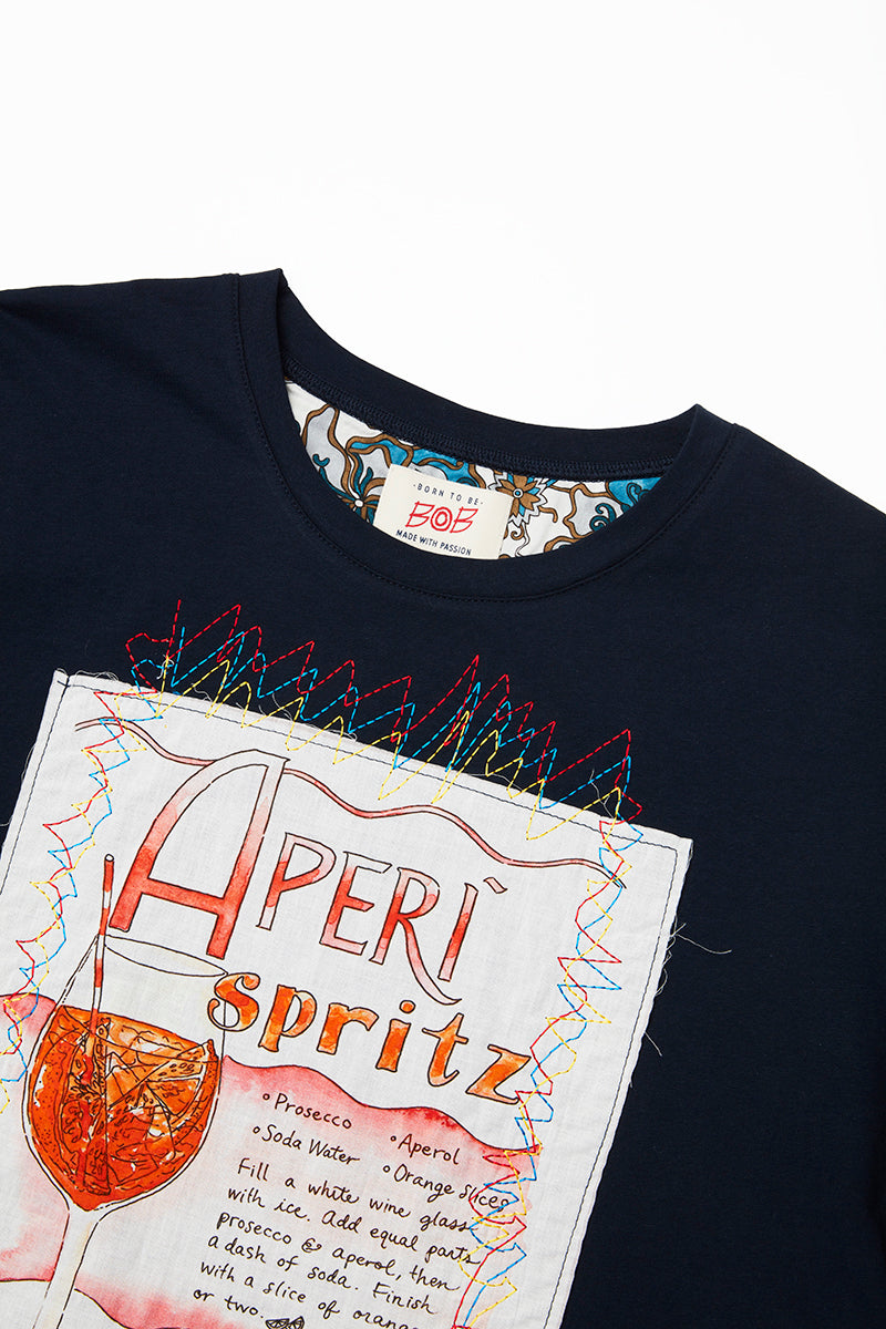カクテルレシピデザインTシャツ / Col:BLU ネイビー