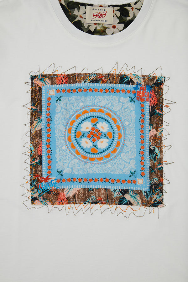 パッチワークTシャツ / Col:MELANGE 杢グレー