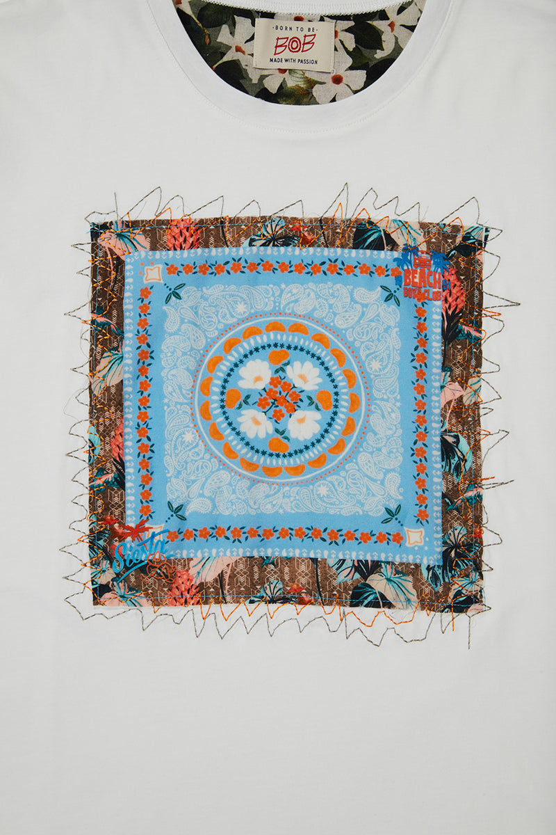 パッチワークTシャツ / Col:MELANGE 杢グレー