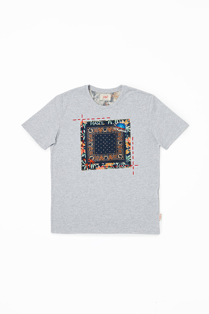 パッチワークTシャツ Col MELANGE 杢グレー XL BOB公式オンラインストア メンズファッション 男性ファッション ダンディファッション 40代 50代 60代 ゴルフ ゴルフファッション