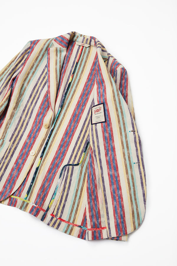 ランダムストライプカラミ織ジャケット / Col:VAR1 マルチ