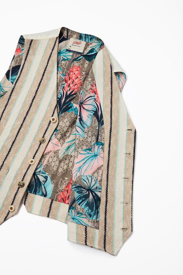 ストライプパターンラッセルジレ / Col:VAR1 サンドベージュ