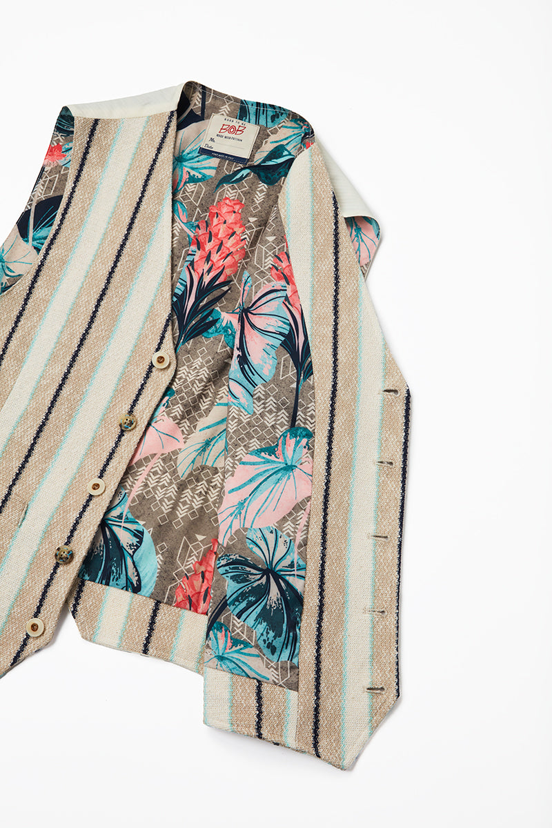 ストライプパターンラッセルジレ / Col:VAR1 サンドベージュ