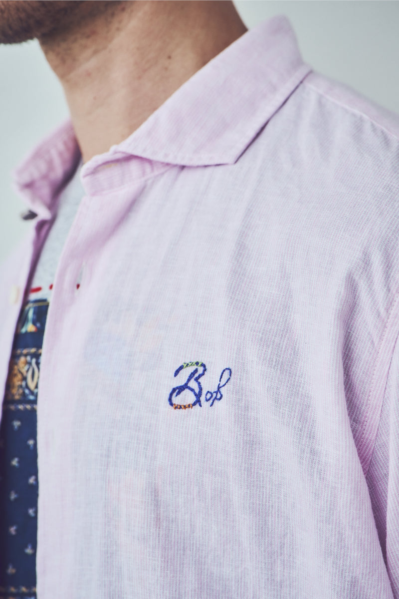 ワンポイントロゴハンドステッチシャツ / Col:BLU