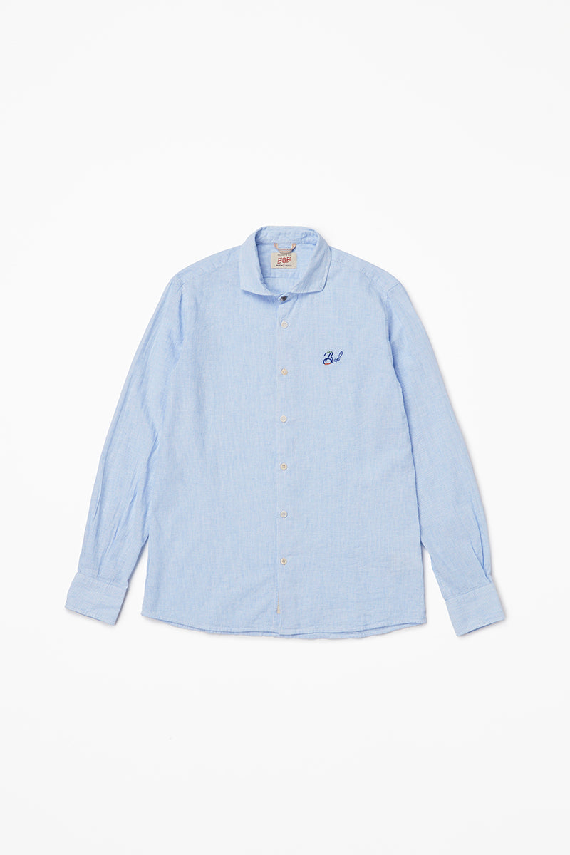 ワンポイントロゴハンドステッチシャツ / Col:Light BLU