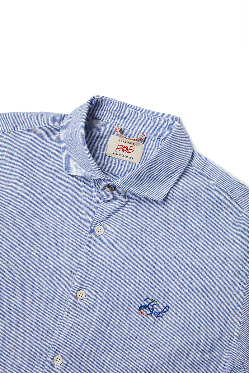 ワンポイントロゴハンドステッチシャツ / Col:BLU