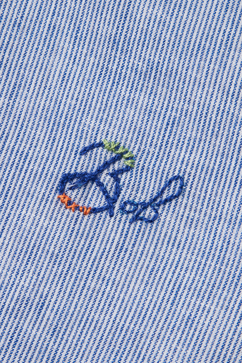 ワンポイントロゴハンドステッチシャツ / Col:BLU