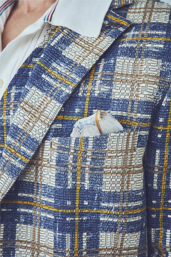 チェックパターンプリントイージージャケット / Col:VAR1 ブルーチェック