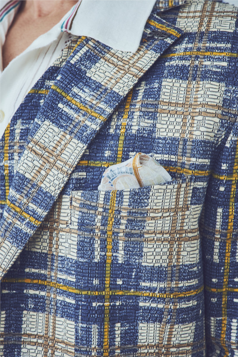 チェックパターンプリントイージージャケット / Col:VAR1 ブルーチェック