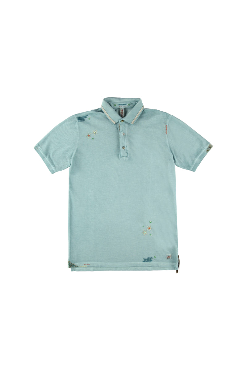 ハンドステッチポロシャツ / COL:CLOUD ライトブルー