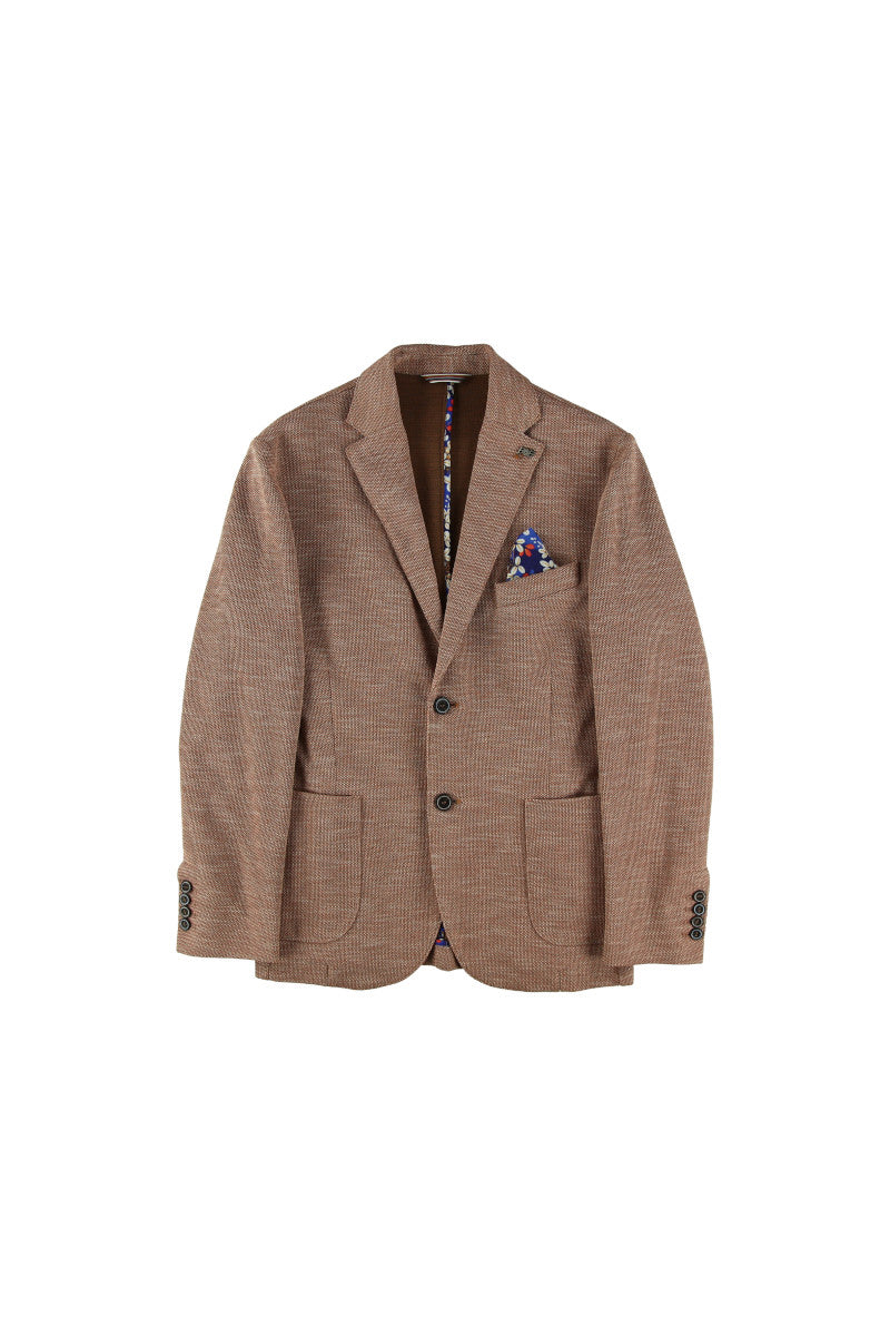 プリントパターンニットジャケット / Col:BRUCIATO ブラウン系