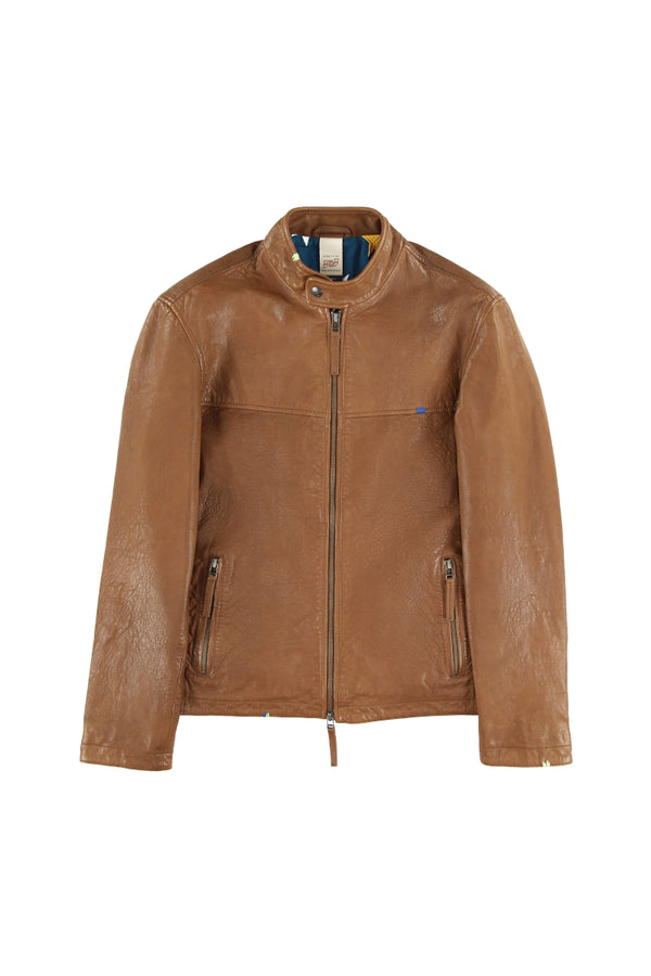 ハンドステッチシングルライダースレザージャケット / Col:BLACK ステッチカラーYELLOW