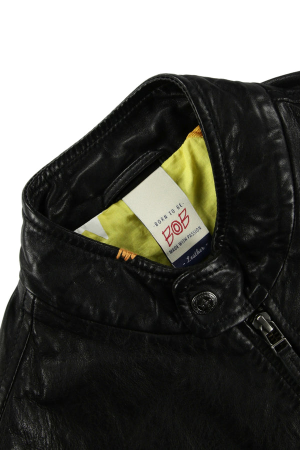 ハンドステッチシングルライダースレザージャケット / Col:BROWN ステッチカラーORANGE