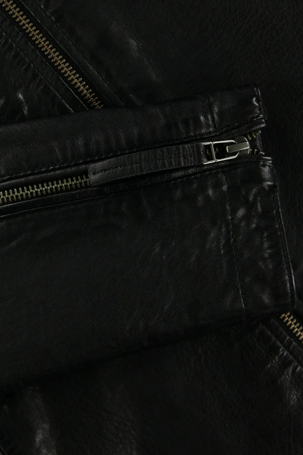 ハンドステッチシングルライダースレザージャケット / Col:BLACK ステッチカラーYELLOW