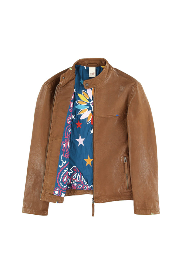 ハンドステッチシングルライダースレザージャケット / Col:BLACK ステッチカラーYELLOW