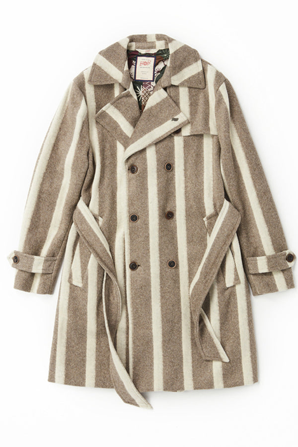 ストライプベルテッドコート / Col:VAR1 キャメル系