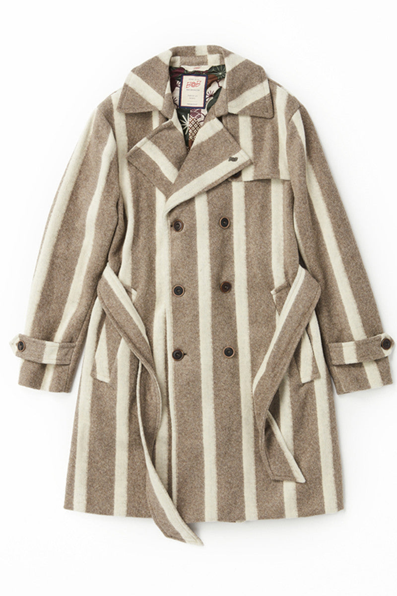 ストライプベルテッドコート / Col:VAR1 キャメル系