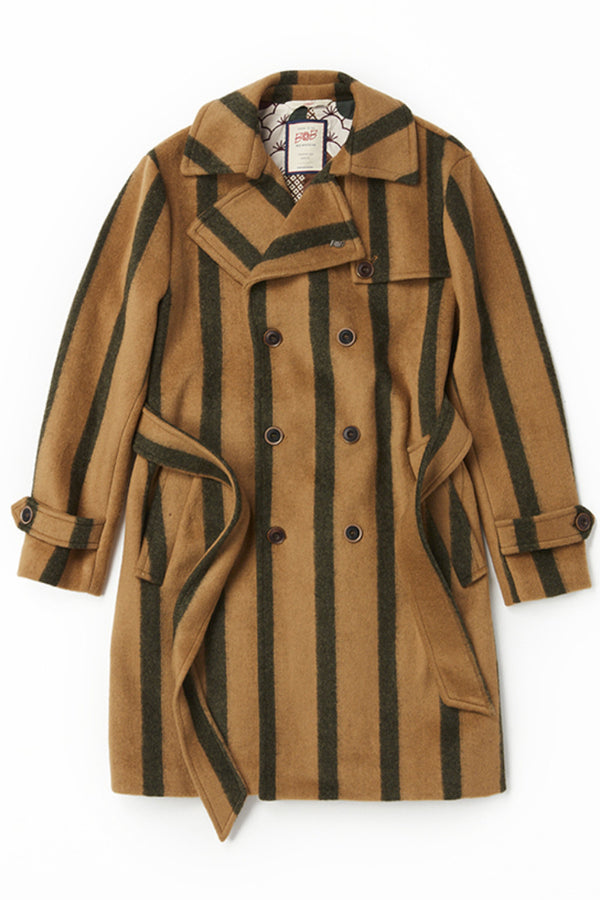 ストライプベルテッドコート / Col:VAR1 キャメル系