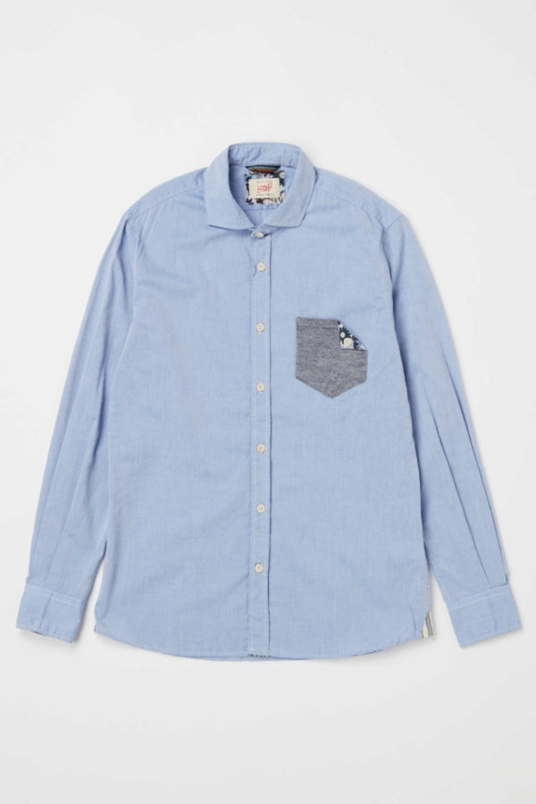 コットンファブリックシャツ / Col:BLU ブルー系