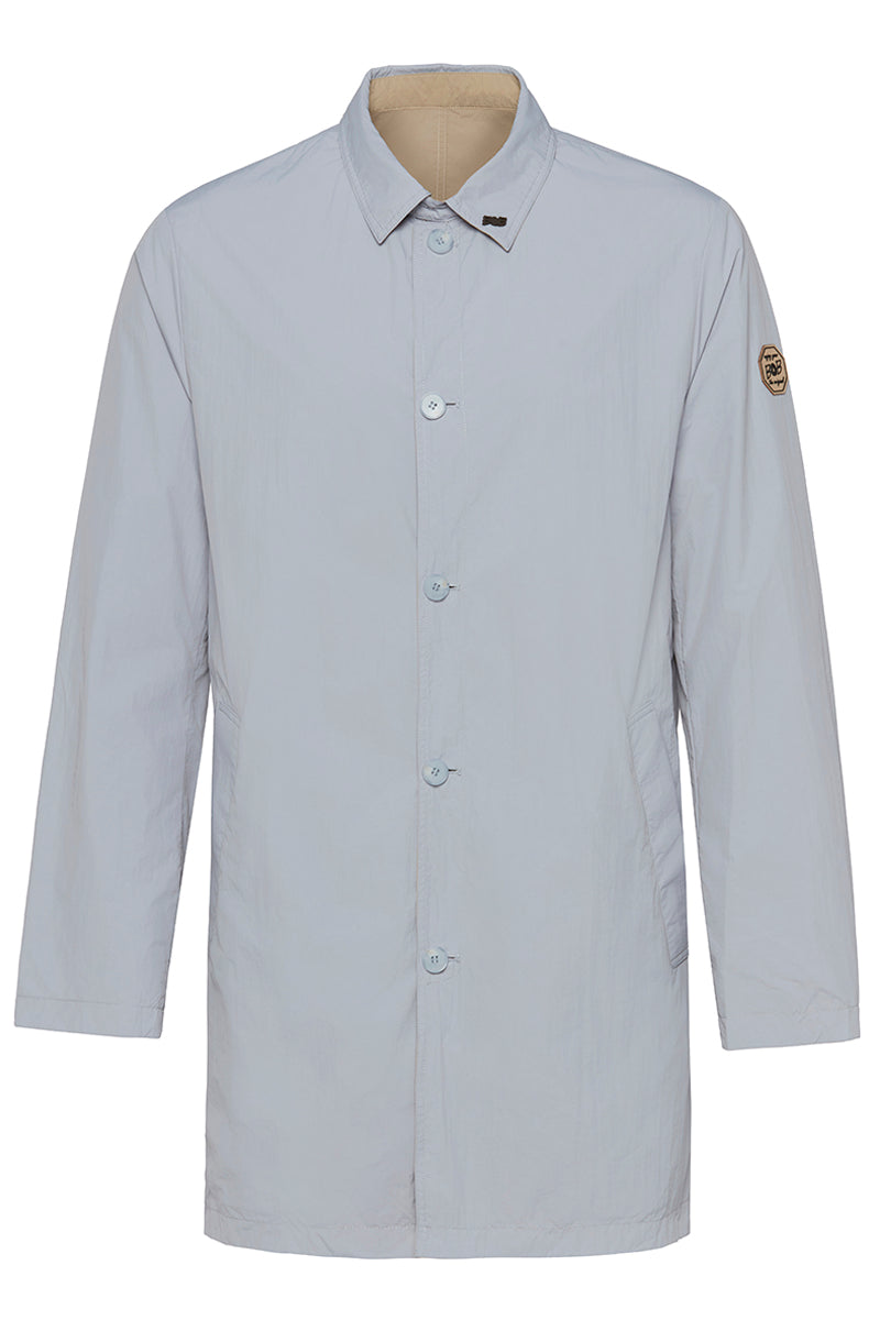 NORWICHI6 パッカブルリバーシブルナイロンコート / AVIO・CORDA スチールブルー・キナリ