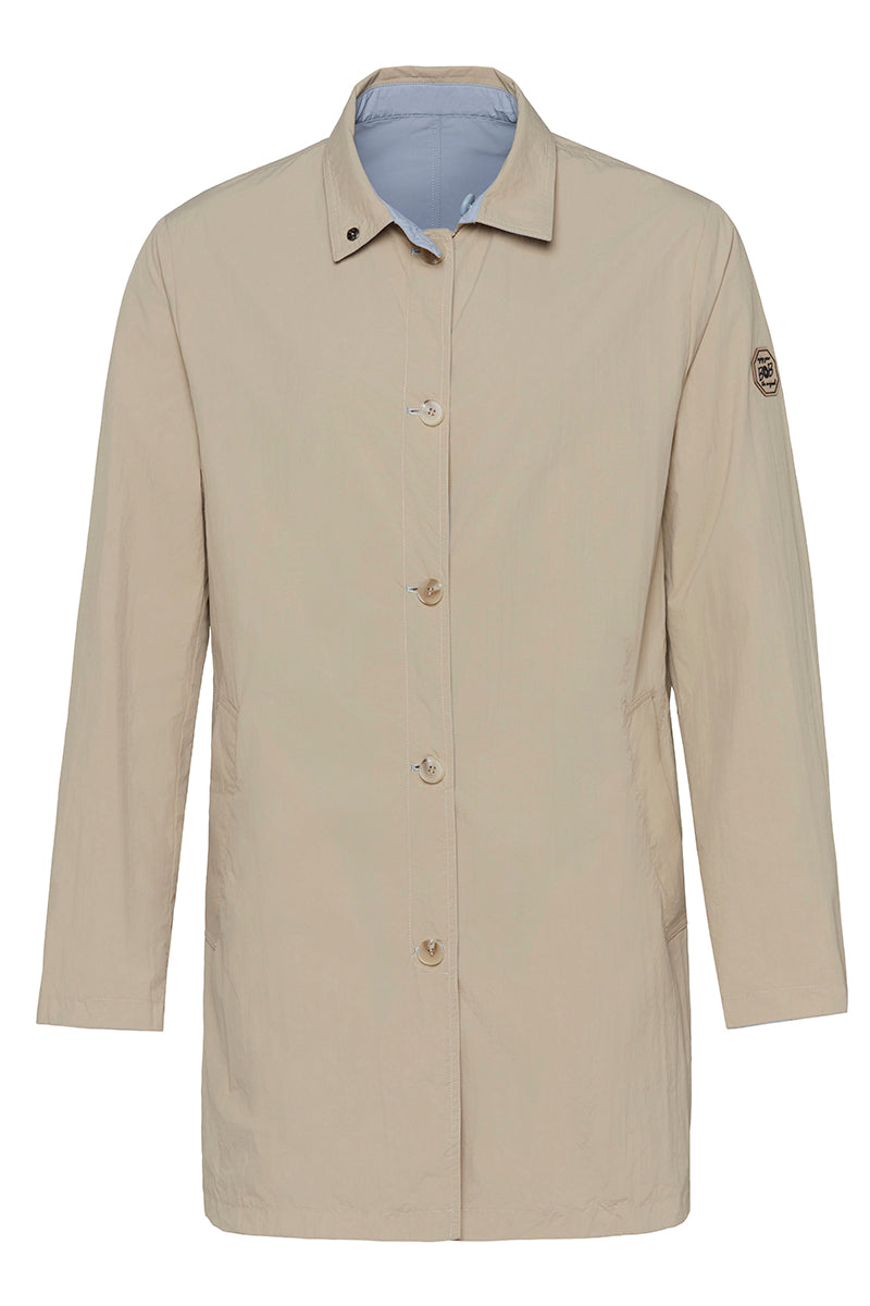 NORWICHI6 パッカブルリバーシブルナイロンコート / AVIO・CORDA スチールブルー・キナリ