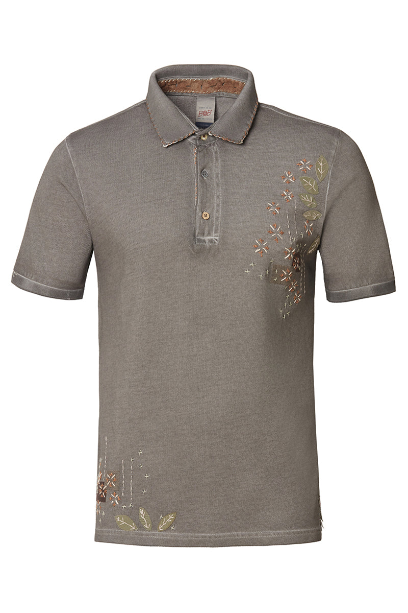 RICKY ハンドワークポロシャツ / MORO ブラウン