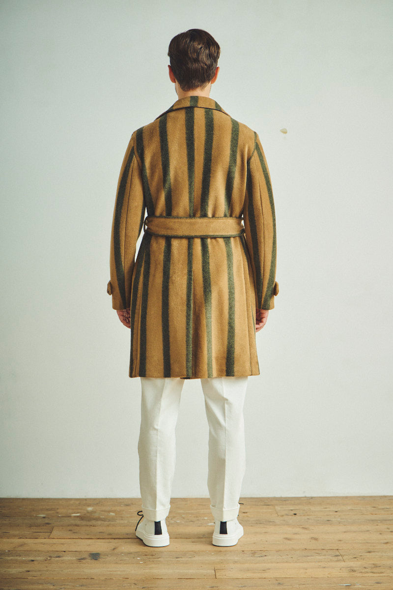 ストライプベルテッドコート / Col:VAR1 キャメル系