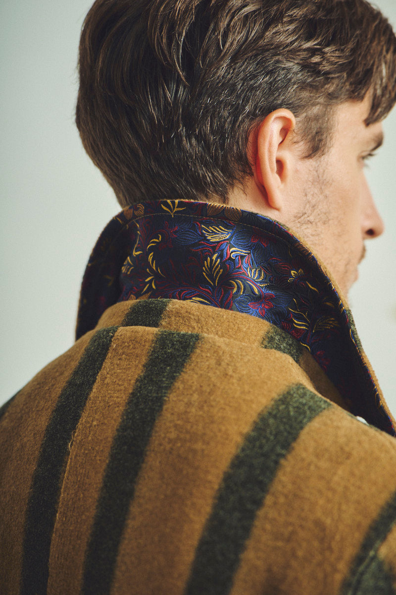 ストライプベルテッドコート / Col:VAR1 キャメル系