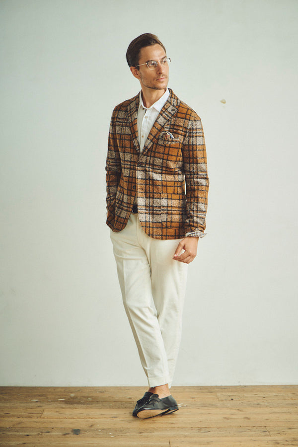 タータンチェックウールジャケット / VAR1 ブラウン