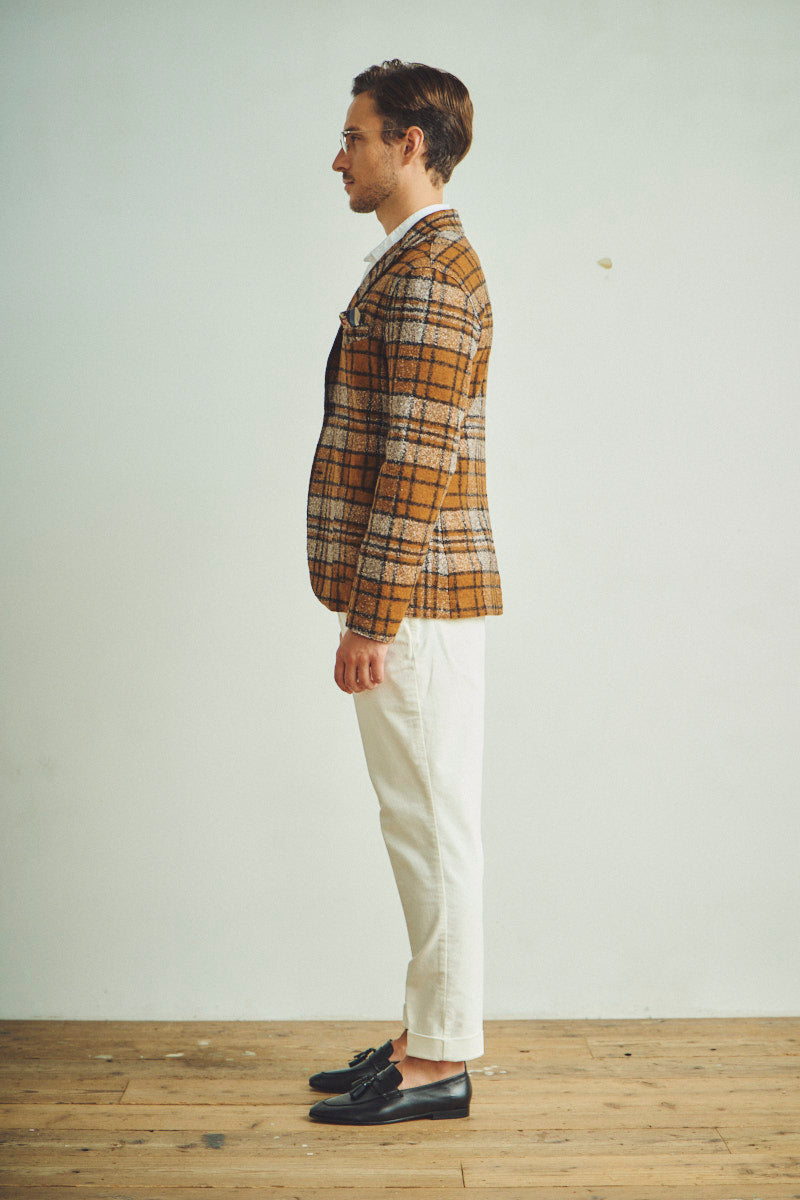 タータンチェックウールジャケット / VAR1 ブラウン