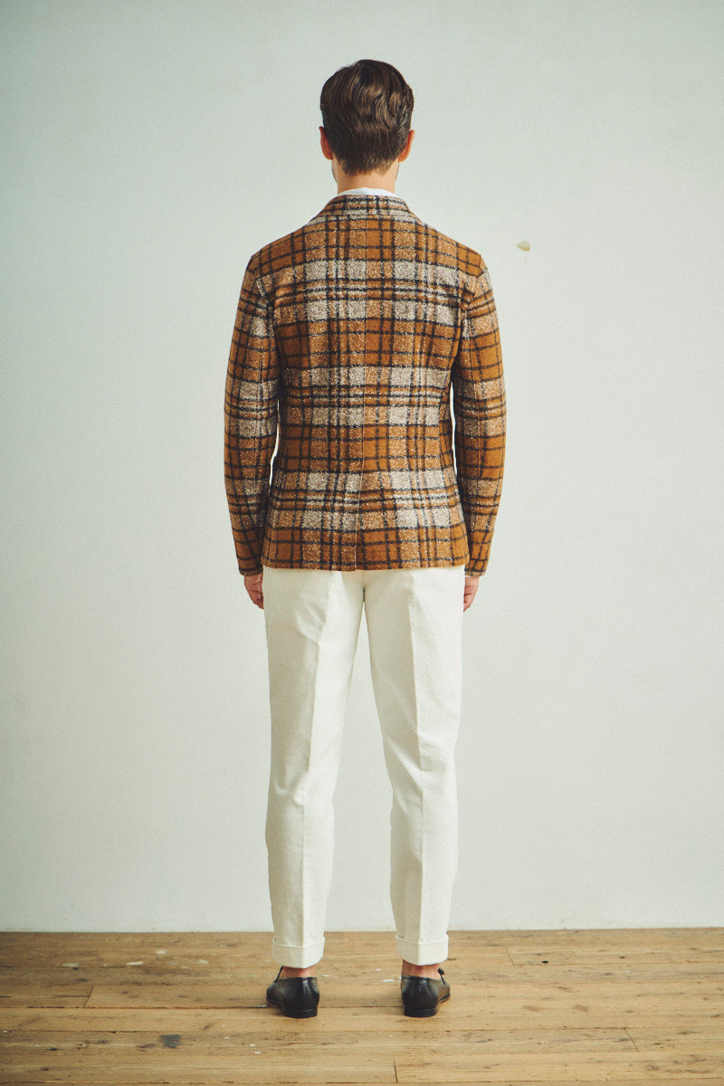 タータンチェックウールジャケット / VAR1 ブラウン