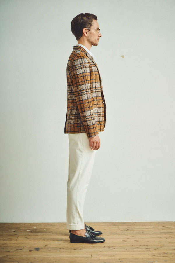 タータンチェックウールジャケット / VAR1 ブラウン